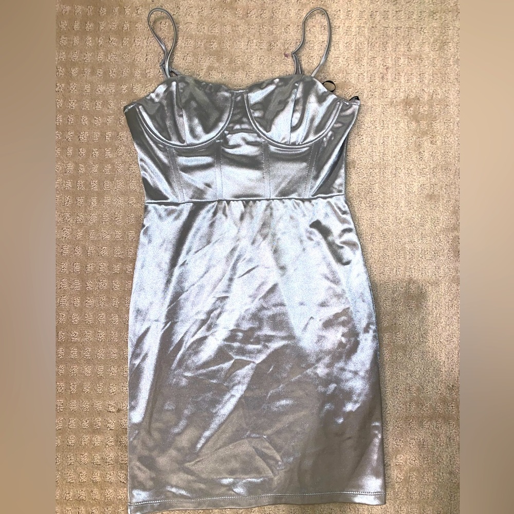 Silver Bodycon Corset Dress